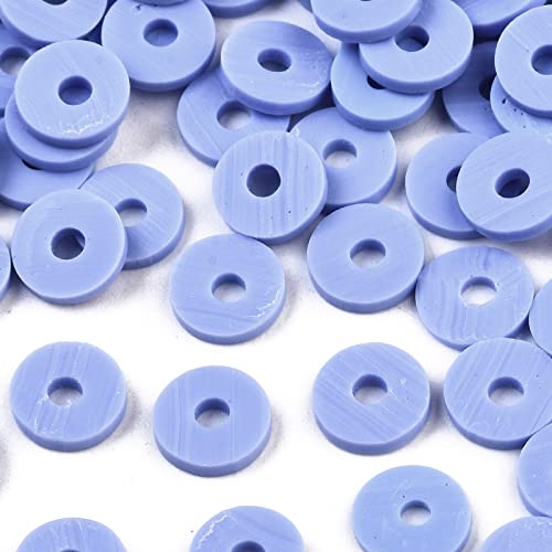 Beadthoven 1170 Stück handgefertigte Polymer-Ton-Perlen, 6 mm, flach, rund, kornblumenblaue Scheiben, Heishi lose Abstandsperlen für DIY-Armbänder, Schmuck, Bastelbedarf von BB Beadthoven