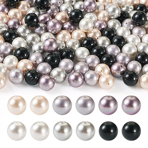 BB Beadthoven 150 Stück 8 mm natürliche Muschelperlen, 6 Farben, runde polierte Perlen, lose Perlen für Bastelarbeiten, Halsketten, Armbänder, Schmuckherstellung, Loch: 1 mm von BB Beadthoven