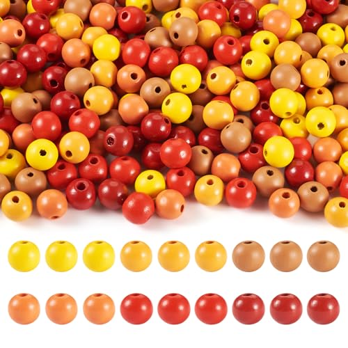 Beadthoven 16mm Natürliche Holzperlen Orange Runde Holzperlen Großes Loch Holz Bastelperle für DIY Herbst Thema Schmuckherstellung Handwerk und Wohnkultur Loch:4mm von BB Beadthoven