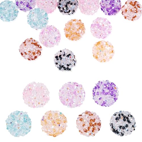 Beadthoven 18 mm Strass-Perlen für Stifte, 7 Farben, Glitzer-Acrylperlen, klarer Kristall, runde Kugel-Abstandshalter, Perlen für DIY-Kugelschreiber, Basteln, Ohrringe, Schmuckherstellung von BB Beadthoven