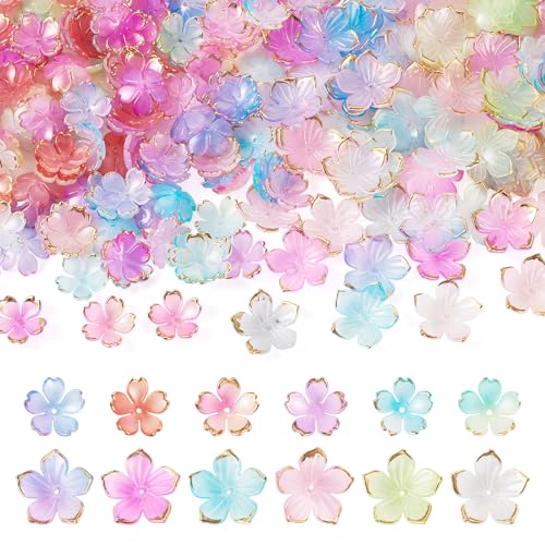 Beadthoven 360 Stück Acryl-Blumen-Perlenkappen, bunte Kirschblüten-Endkappen, 5-Petal-Blumen, lose Perlen, Abstandshalter für Schmuckherstellung, Ohrringe, Armbänder, Halsketten, Bastelbedarf von BB Beadthoven