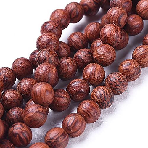 Beadthoven 5 Stränge 8 mm Naturholz runde Perlen Dracaena Draco poliert Rondelle Kugel Holz lose Spacer Perlen 1 mm Loch für Armband Schmuckherstellung Heimdekoration von BB Beadthoven