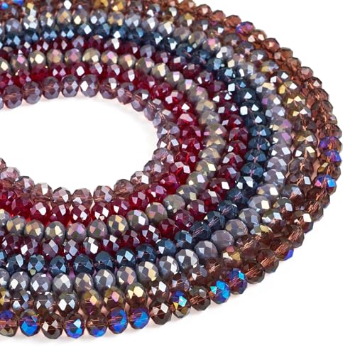 Beadthoven 520 Stück galvanisierte Glasperlen, facettierte Rondelle-Perlen, 8 mm, halbe regenbogenbeschichtete facettierte Glasperlen für DIY-Halsketten, Armbänder, Ohrringe, Schmuckherstellung, Loch: von BB Beadthoven