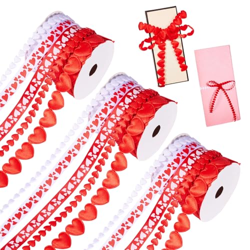 Beadthoven Geschenkband zum Valentinstag, 5 Stile, Herzen, Stoffband, gemischte Farben, Herz-Druck, Bastelbänder für Blumensträuße, Geschenke, Verpackung, Party, Heimdekoration, Schmuckherstellung, 3 von BB Beadthoven