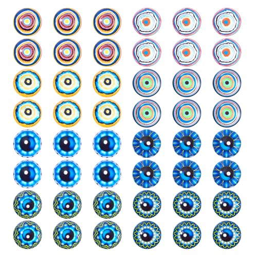 Beadthoven Glas-Cabochons mit Drachenauge, 20 mm, gemischte blaue böse Augen, flache Rückseite, Kuppel-Fliesen, überzogene Cabochons für Skulpturen, Requisiten, DIY, Basteln, Schmuckherstellung, von BB Beadthoven