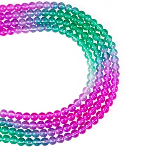 Beadthoven Glas-Kristallperlen, 8 mm, transparent, runde Glasperlen, Stränge, Farbverlauf, kleine Kristall-Edelsteinperlen, Abstandshalter für DIY-Armbänder, Halsketten, Ohrringe, 212 Stück von BB Beadthoven