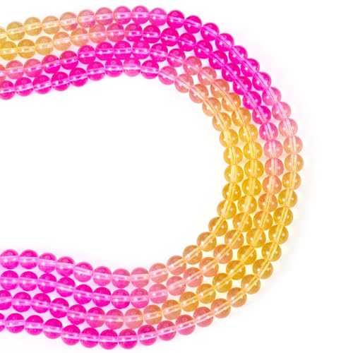 Beadthoven Glas-Kristallperlen, 8 mm, transparent, runde Glasperlen, Stränge, Farbverlauf, kleine Kristall-Edelsteinperlen, Abstandshalter für DIY-Armbänder, Halsketten, Ohrringe, 212 Stück von BB Beadthoven