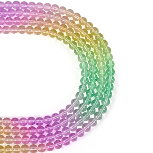 Beadthoven Glas-Kristallperlen, 8 mm, transparent, runde Glasperlen, Stränge, Farbverlauf, kleine Kristall-Edelsteinperlen, Abstandshalter für DIY-Armbänder, Halsketten, Ohrringe, 212 Stück von BB Beadthoven