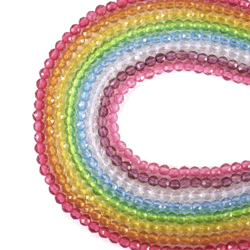 Beadthoven Glasperlen, gemischte Farben, facettiert, runde Rocailles-Perlen für Schmuckherstellung, transparente Kristall-Edelsteinperlen, lose Abstandshalter für Armbänder, Halsketten, von BB Beadthoven