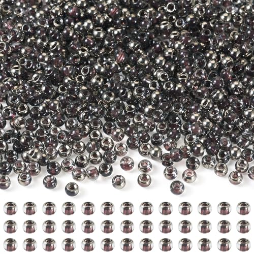 Beadthoven Glas-Rocailles, 4 mm, transparente Glasperlen, kleine runde Perlen, kleine lose Perlen für Freundschaftsarmbänder, Halsketten, Handwerk, Schmuckherstellung, 100 g, Schwarz von BB Beadthoven