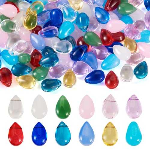 Beadthoven Glasperlen in Tropfenform, gebohrt, Mini-Glasperlen, Charms, Kristallglas, Wassertropfen, Großpackung Perlen für selbstgemachte Halsketten, Ohrringe, Schmuckherstellung, 120 Stück von BB Beadthoven