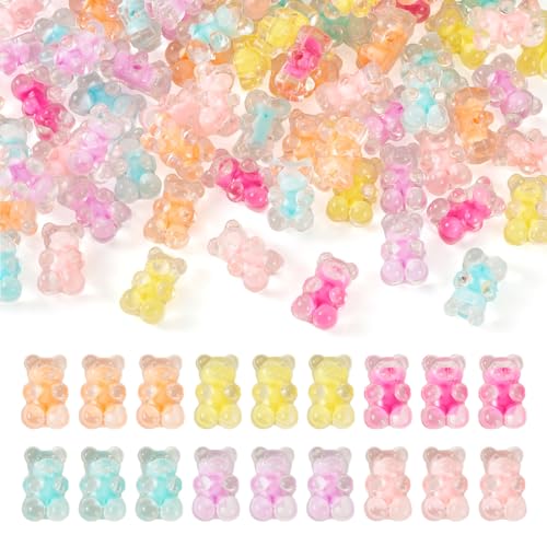 Beadthoven Gummibärchen-Acrylperlen, transparent, bunt, transparent, Kristall, Bärenform, niedliche Abstandshalter-Perlen für DIY-Armbänder, Halsketten, Schmuckherstellung, Loch 2,5 mm von BB Beadthoven