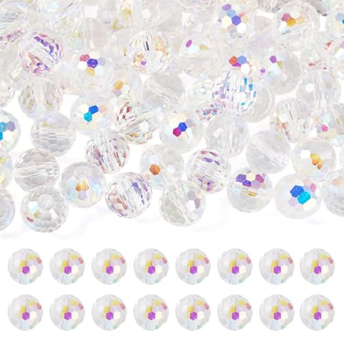 Beadthoven Kristallglasperlen, AB-Farbe, 10 mm, transparent, Geisterweiß, facettiert, runde Glasperlen für DIY-Halsketten, Armbänder, Handwerk, Schmuckherstellung, Loch: 1,5 mm, 80 Stück Beadthoven Kristallglasperlen, AB-Farbe, 10 mm, transparent, Geisterweiß, facettiert, runde Glasperlen für DIY-Halsketten, Armbänder, Handwerk, Schmuckherstellung, Loch: 1,5 mm, 80 Stück von BB Beadthoven