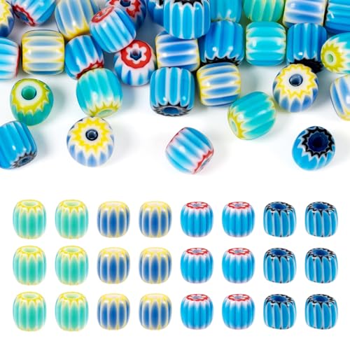 Beadthoven Lampwork-Perlen aus Nepal, bunt, handgefertigt, Millefiori-Glasperlen, Fasstrommelform, afrikanisches Blumenmuster, Perlen für Schmuckherstellung, Armband, Ohrringe, Halsketten, von BB Beadthoven