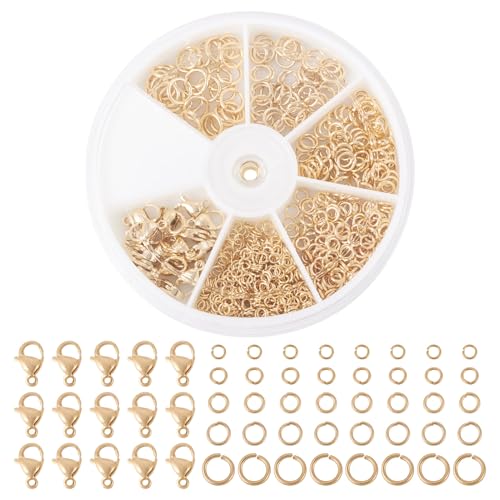 Beadthoven Offene Biegeringe und Karabinerverschlüsse, aus 14 Karat vergoldetem Messing, läuft nicht an, für Armbänder, Halsketten, Schmuckherstellung, DIY, Reparatur, 683 Stück Beadthoven Offene Biegeringe und Karabinerverschlüsse, aus 14 Karat vergoldetem Messing, läuft nicht an, für Armbänder, Halsketten, Schmuckherstellung, DIY, Reparatur, 683 Stück von BB Beadthoven