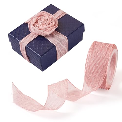 Beadthoven Organza-Band mit Knittermuster, 2,5 cm, Chiffonband für Geschenkverpackungen, durchscheinendes Stoffband für Weihnachtsbaum, Osterdekoration, Schleife, Kranz, Hochzeit, Blumenstrauß, von BB Beadthoven