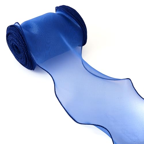 Beadthoven Organza-Chiffonband, 12 cm breit, Polyester, Wellenrand, durchscheinendes Chiffonband für Schleife, Kränze, Blumenstrauß, Kleidung, Dekoration, Basteln, Mitternachtsblau, 12 m Beadthoven Organza-Chiffonband, 12 cm breit, Polyester, Wellenrand, durchscheinendes Chiffonband für Schleife, Kränze, Blumenstrauß, Kleidung, Dekoration, Basteln, Mitternachtsblau, 12 m von BB Beadthoven