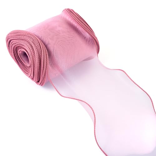 Beadthoven Organza-Chiffonband, 12 cm breit, Polyester, Wellenrand, durchscheinendes Chiffonband für Schleife, Kränze, Blumenstrauß, Kleidung, Dekoration, Basteln, Rosarot, 12 m Beadthoven Organza-Chiffonband, 12 cm breit, Polyester, Wellenrand, durchscheinendes Chiffonband für Schleife, Kränze, Blumenstrauß, Kleidung, Dekoration, Basteln, Rosarot, 12 m von BB Beadthoven