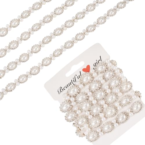Beadthoven Perlen-Strass-Cup-Kette, 91 cm, Blume, Kristall, Diamanten, geschlossene Kette zum Nähen, 13 mm, weiße Perlenapplikation, für Schmuck, Hochzeit, Brautkleid, Kleidung, DIY-Dekoration Beadthoven Perlen-Strass-Cup-Kette, 91 cm, Blume, Kristall, Diamanten, geschlossene Kette zum Nähen, 13 mm, weiße Perlenapplikation, für Schmuck, Hochzeit, Brautkleid, Kleidung, DIY-Dekoration von BB Beadthoven