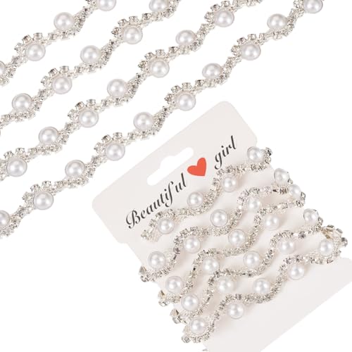 Beadthoven Perlen-Strass-Kette, 91 cm, silberfarbene Kristall-Strass-Cup-Kette zum Nähen, 12 mm, weiße Perlenapplikation, für Schmuck, Hochzeit, Brautkleid, Kleidung, DIY-Dekoration Beadthoven Perlen-Strass-Kette, 91 cm, silberfarbene Kristall-Strass-Cup-Kette zum Nähen, 12 mm, weiße Perlenapplikation, für Schmuck, Hochzeit, Brautkleid, Kleidung, DIY-Dekoration von BB Beadthoven