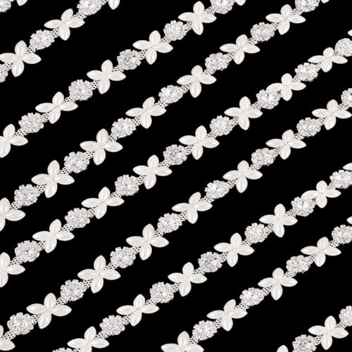 Beadthoven Perlenkette mit Blume, Strass, Perlen, 91 cm, zum Nähen, 14 mm, weiße Perlen-Applikation, Zierleiste für Schmuck, Hochzeitsstrauß, DIY-Dekoration, Kostümzubehör, Platin Beadthoven Perlenkette mit Blume, Strass, Perlen, 91 cm, zum Nähen, 14 mm, weiße Perlen-Applikation, Zierleiste für Schmuck, Hochzeitsstrauß, DIY-Dekoration, Kostümzubehör, Platin von BB Beadthoven