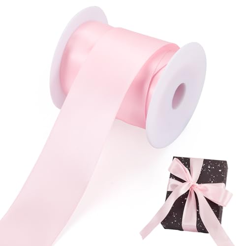 Beadthoven Polyester-Satinbänder, 38 mm breit, doppelseitiges Satinband, Bastelbänder für Hochzeitseinladungen, Brautschleife, Blumensträuße, Geschenkverpackungen, Rosa, 9,1 m von BB Beadthoven