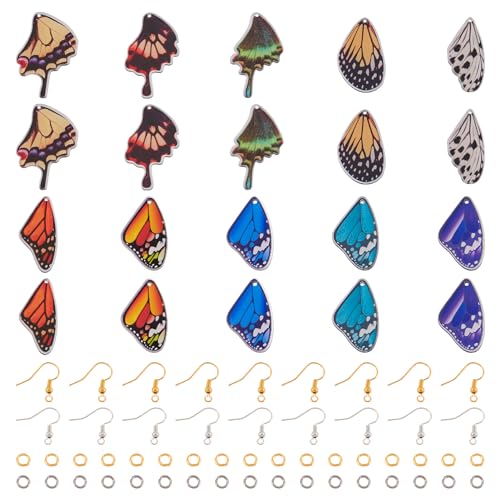 Beadthoven Schmetterlings-Flügel-Anhänger-Ohrring-Bastelset, kleine Schmetterlings-Ohrringe, Charms, Insekten, Libellen, Feenflügel, bunt, bedrucktes Kunstharz, hängende Charms für Schmuckherstellung Beadthoven Schmetterlings-Flügel-Anhänger-Ohrring-Bastelset, kleine Schmetterlings-Ohrringe, Charms, Insekten, Libellen, Feenflügel, bunt, bedrucktes Kunstharz, hängende Charms für Schmuckherstellung von BB Beadthoven