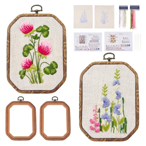 Beadthoven Stickset, 2 Stück, 3D-Blumenmuster, Stickerei-Starter-Kits, einschließlich Tuch mit Blumenmustern, Anleitung, Stickrahmen, Fäden und Werkzeugen von BB Beadthoven