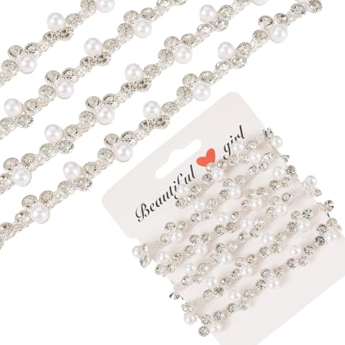 Beadthoven Strass-Perlenbesatz, geschlossene Kette, 91 cm, silberfarbene Kristall-Strass-Cup-Kette zum Nähen, 10 mm, weiße Perlenapplikation für Schmuck, Hochzeitskleid, Blumenstrauß, Kleidung Beadthoven Strass-Perlenbesatz, geschlossene Kette, 91 cm, silberfarbene Kristall-Strass-Cup-Kette zum Nähen, 10 mm, weiße Perlenapplikation für Schmuck, Hochzeitskleid, Blumenstrauß, Kleidung von BB Beadthoven