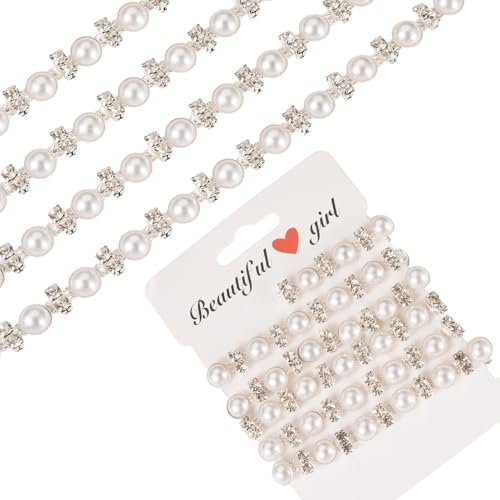 Beadthoven Strass-Perlenbesatz, geschlossene Kette, 91 cm, silberfarbene Kristall-Strass-Cup-Kette zum Nähen, 9 mm, weiße Perlenapplikation für Schmuck, Hochzeitskleid, Blumenstrauß, Kleidung Beadthoven Strass-Perlenbesatz, geschlossene Kette, 91 cm, silberfarbene Kristall-Strass-Cup-Kette zum Nähen, 9 mm, weiße Perlenapplikation für Schmuck, Hochzeitskleid, Blumenstrauß, Kleidung von BB Beadthoven