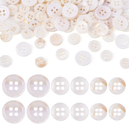 Beadthoven Süßwasser-Muschelknöpfe, 4 Löcher, flach, rund, natürliche Muschelknöpfe, Nähknöpfe, zum Nähen, Basteln, handgefertigt, Ornament, Muschelfarbe, 105 Stück Beadthoven Süßwasser-Muschelknöpfe, 4 Löcher, flach, rund, natürliche Muschelknöpfe, Nähknöpfe, zum Nähen, Basteln, handgefertigt, Ornament, Muschelfarbe, 105 Stück von BB Beadthoven