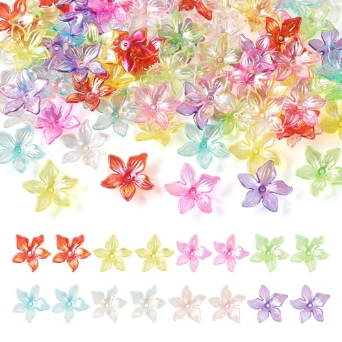 Beadthoven Transparente Lilienblüten Acryl-Perlenkappen mit klaren Kristallen, Blütenblätter, Abstandshalter, bunte Blüten-Endkappen für DIY-Ohrringe, Schmuckherstellung, 80 Stück von BB Beadthoven