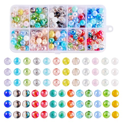 Beadthoven facettierte Glas-Kristallperlen zur Schmuckherstellung, kleine, runde Glasperlen, Abstandshalter, bunte, winzige Glasperlen, lose Perlen für Schmuckherstellung, Armbänder, Ohrringe, von BB Beadthoven