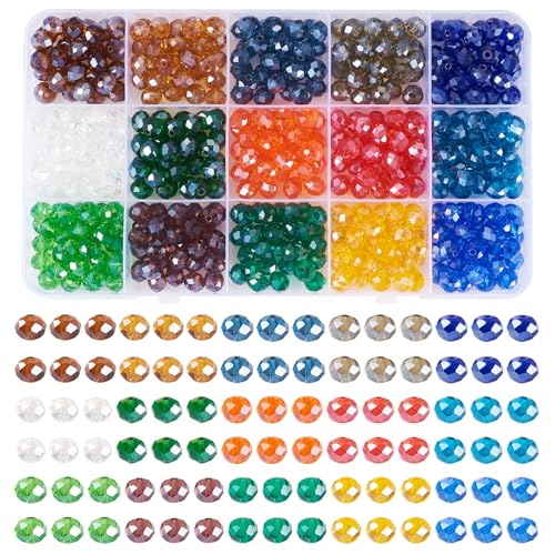 Beadthoven galvanisierte Glasperlen, facettiert, 8 mm, glänzende Glasperlen, Großpackung für selbstgemachte Halsketten, Armbänder, Ohrringe, Schmuckherstellung, Loch: 1 mm, 450 Stück von BB Beadthoven