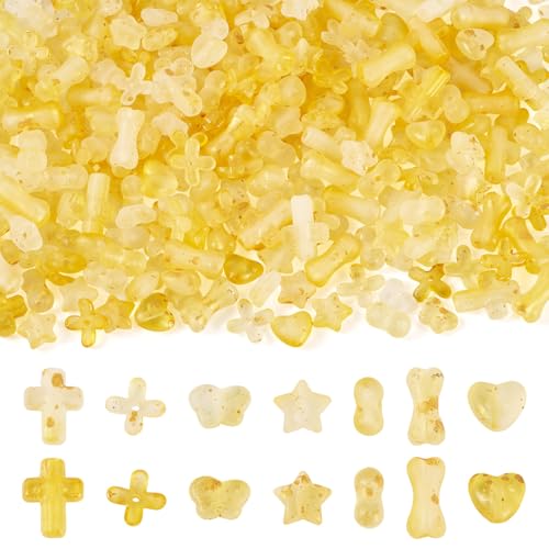 Beadthoven mattierte Acrylperlen mit Goldfolie, gemischte Formen, transparente Pastell-Kunststoffperlen für Schmuckherstellung, DIY, Handwerk, 140 g, Gold von BB Beadthoven