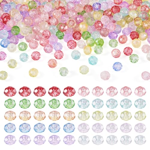 Beadthoven transparente Glasperlen, 10 Farben, 8 mm, facettierte Rondelle-Perlen, bunte Kristallperlen für selbstgemachte Halsketten, Halterungen, Schmuckherstellung, Loch: 1,2 mm, 250 Stück von BB Beadthoven