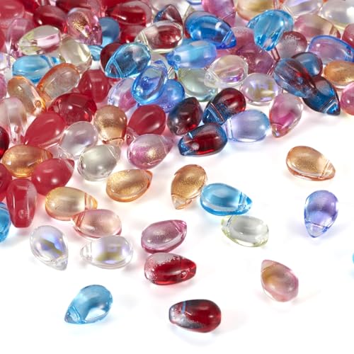 Beadthoven transparente Glasperlen in Tropfenform, Wassertropfen, Kristallglasperlen, gemischte Oberseite, gebohrt, bunte Perlen für Kronleuchter, Armbänder, Halsketten, Ohrringe, Schmuckherstellung, von BB Beadthoven