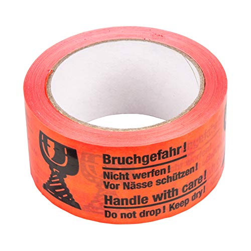 BB-Verpackungen 6 x Klebeband (Bruchgefahr!) leise abrollend 50 mm x 66 m, Packband Warnband Paketband Hinweis von BB-Verpackungen