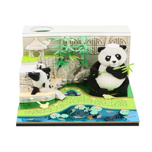 3D-Memoblock, 3D-Panda-Papierkunst-Notizblock mit Stifthalter, Panda-3D-Kunst-Haftnotizen zum Abreißen mit Stifthalter, abreißbarer 3D-Kunst-Memo-Block, DIY-Papierschnitzerei, Skulptur, Dekoration, von BBASILIYSD