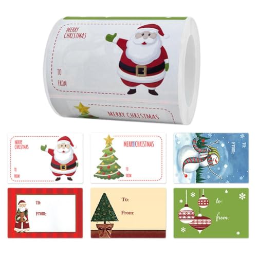 BBASILIYSD Weihnachts-Aufkleber-Etiketten, 250 Stück, Weihnachtsgeschenk-Etiketten, selbstklebende Weihnachts-Aufkleber, Etikett G, niedliches Etikett, Geschenkpapier von BBASILIYSD