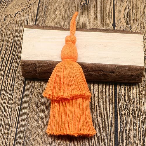 12 cm Baumwolle Quaste Doppelschicht Fransen Hängende Quaste Seil Nähen Vorhang Kleidungsstück Heimdekoration Schmuck Handwerk DIY Zubehör-10 Orange 2 Stück von BBAUER