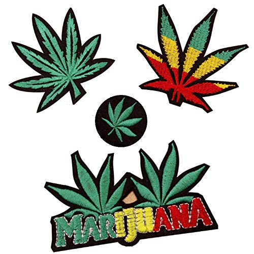 Marihuana Pot Leaf Applique Iron On Patches,Leaf Marihuana Cannabis Retro Hippie Patches for adorning Jeans,Hats,Bags, Jackets and Shirts(Set of 4) von BBCS