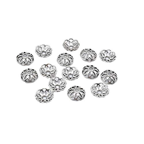 15 Sterling Silber Perlenkappen, Stering Hohl Perlenkappen, 925 Silber Perlenkappen, Blumenperlenkappen, runde Perlenkappen, 9 mm x 1,5 mm von BBDMind