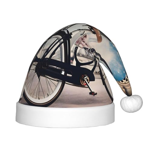 BBEXJIGY Romantischer Paris Eiffelturm Fahrrad bedruckte Weihnachtsmütze weich und bequem kleiner Kopf Hut Essential Season Partys von BBEXJIGY