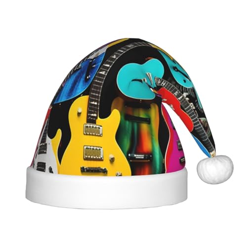 BBEXJIGY Weiche und bequeme Weihnachtsmütze mit buntem Gitarren-Druck von BBEXJIGY