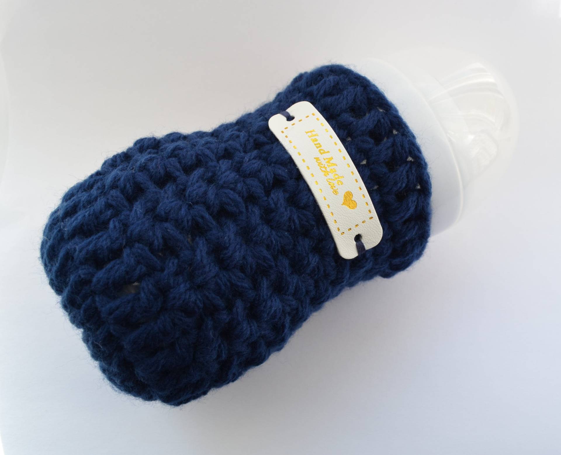 Navy Blau Hand Gehäkelte Baby Flasche Wärmer Isolator, Häkeln Cosy, Limited Edition Einzigartige Geschenk Bereit Zu Versenden von BBKits