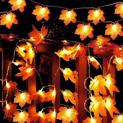 BBLTIFF Herbst Lichterkette, 3M 30 LED Lichterkette Blätter Batteriebetrieben, Ahornblatt Lichterketten, Herbstgirlande für Herbstdeko, Dekorationen zu Halloween, Weihnachten und Thanksgiving von BBLTIFF