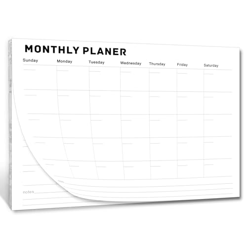 BBRGIRL Monatsplaner-Notizblock – undatierter Monatsplaner mit 52 Blatt, Monatskalender-Notizblock, Schreibtischplaner für Kalender, Planer und Organizer, A4, 20,3 x 27,9 cm, 52 Blatt, minimalistisch von BBRGIRL