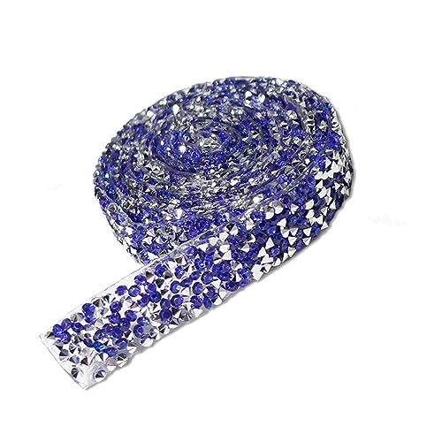 BBTISG 3cm Große Kristall Strassbandrolle, Selbstklebend Glitzersteine Bänder Pailletten Streifen Aufkleber für Kunst, Handwerk, DIY, Party-Dekoration (Blau) von BBTISG