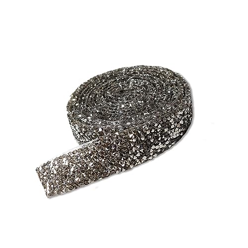 BBTISG 3cm Große Kristall Strassbandrolle, Selbstklebend Glitzersteine Bänder Pailletten Streifen Aufkleber für Kunst, Handwerk, DIY, Party-Dekoration (Grau) von BBTISG